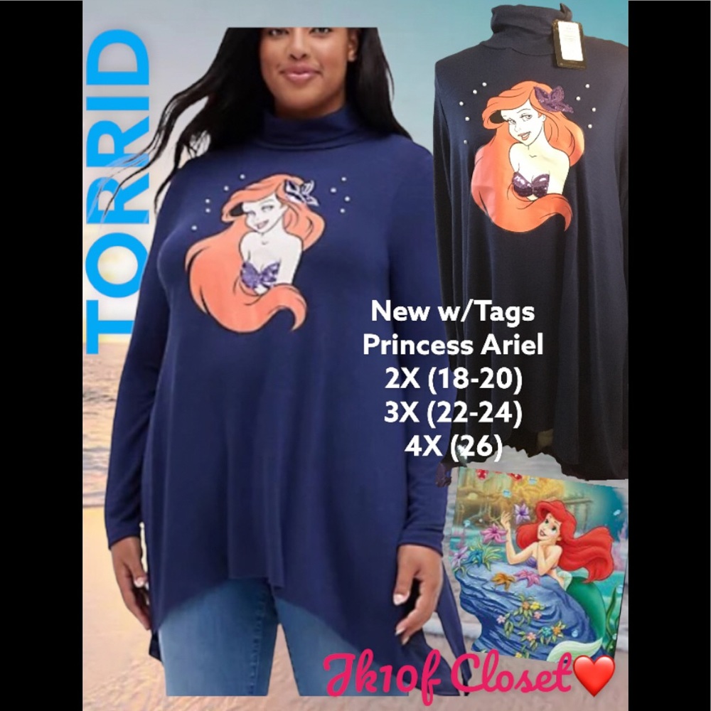 LOWEST🌺 NWT TORRID DISNEY 3X LITTLE MERMAID 🧜♀️ TOP